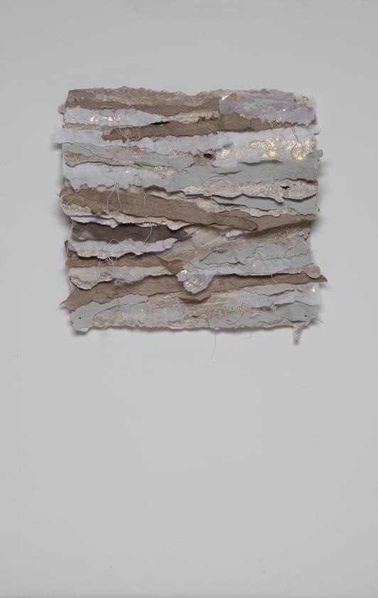 Wasp’s Nest (small) - layered hand made paper, gesso, clay, stitched 56cm x 35cm - Sally Alexander